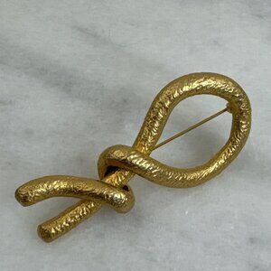 Vintage VANS Authentics Swirl Modernist Large Brooch Gold Tone